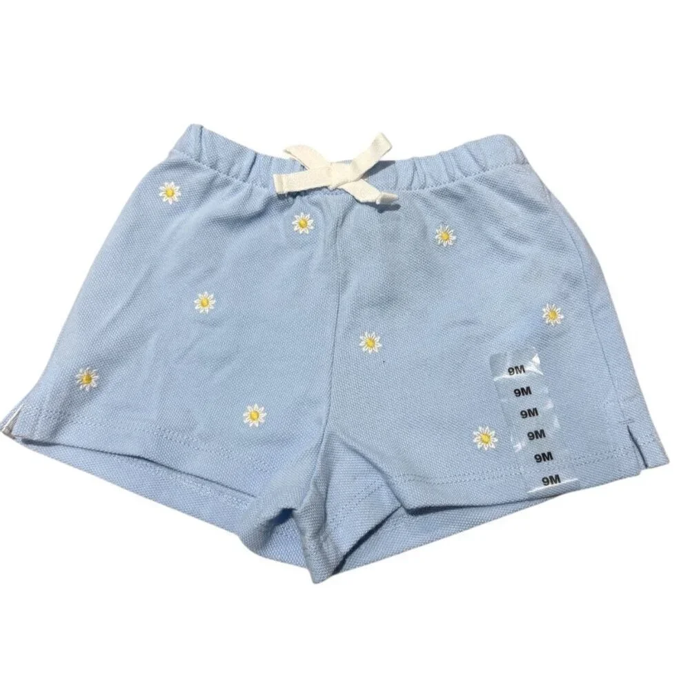 Ralph Lauren Infant Blue Daisy Shorts Blue White Size 9M NWT